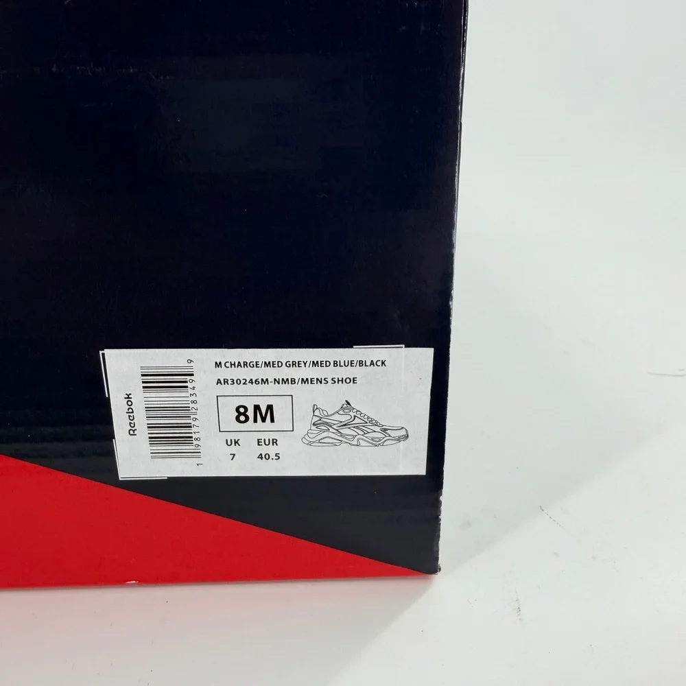 Reebok M‎ Charge Mens Grey Blue Black Athletic Sneakers AR30246M-NMB Size 8M